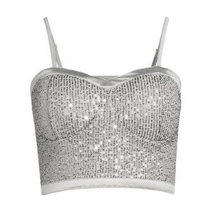Madden NYC silver glitter sequin bra cup crop top NWOT Size M